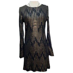 Short black and bronze sequin dress